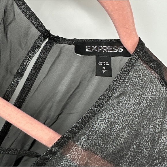 NWOT Express Lace-up Sheer Black Jumpsuit With Romper Shorts Inside Size S Goth - Picture 3 of 7